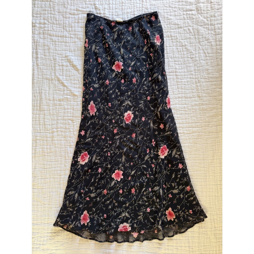 Lapis Women's  Vintage Black Floral Maxi‎ Skirt Size S Whimsigoth Boho Cottage